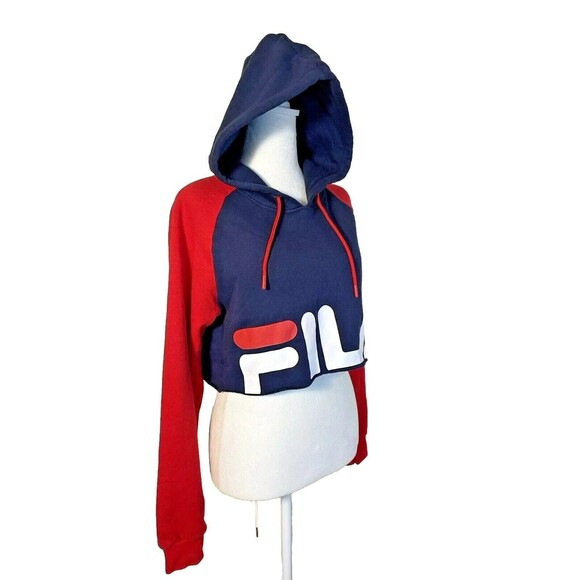 Fila Luciana Preppy Cropped Hoodie Athletic Baggy Sexy Blue & Red NWT $64 sz S - Picture 3 of 9